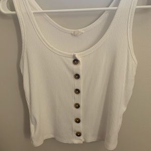 white crop top with buttons